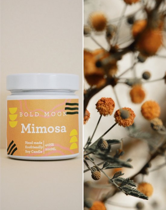Bold Moon Mimosa Geurkaars / Scented Candle / Ecofriendly / Vegan / Soja wax