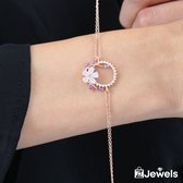 OZ Jewels Tweedradige Roségoud Gekleurde Zilveren Armband met Bloemendesign -Accessoires - Liefdessieraden - Valentijnsdag - Cadeau - Moederdag - Sieraden Dames - In mooie geschenkverpakking