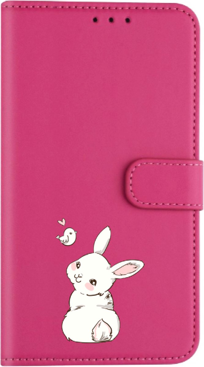 Samsung Galaxy S20 bookcase hoesje roze - Konijn / Vogeltje