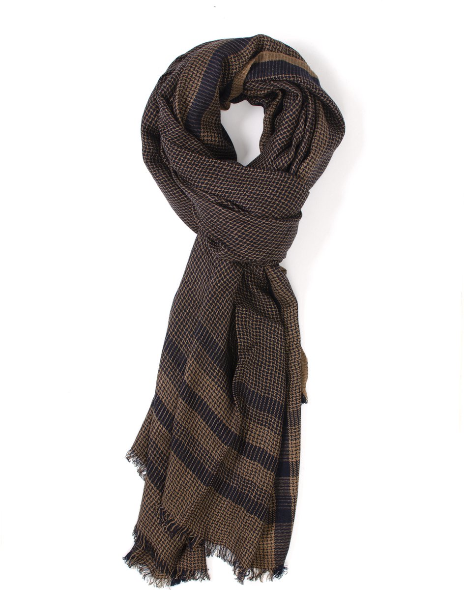Navy/Grijze Sjaal - Sjaal met print - Viscose Sjaal