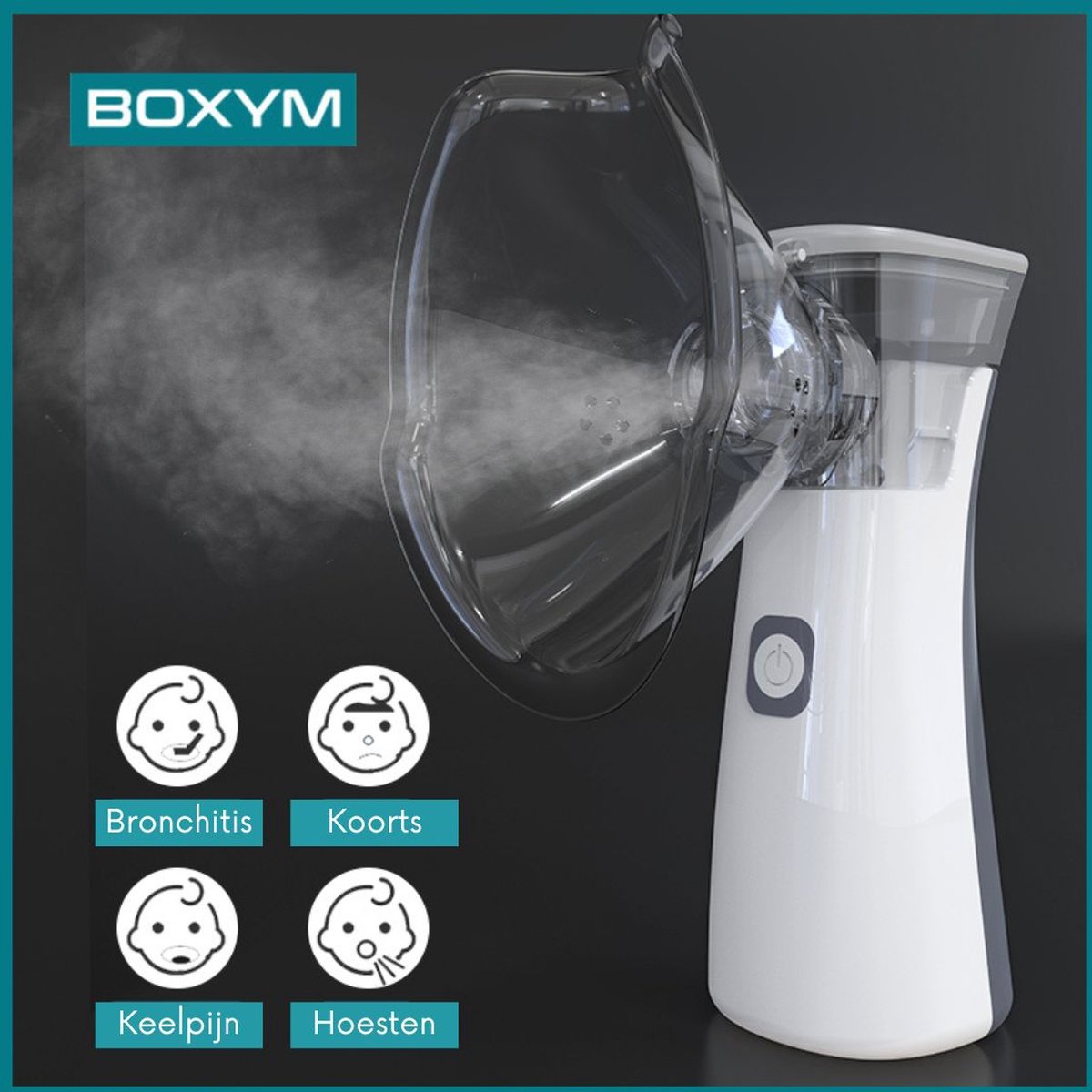 BOXYM Aerosoltoestel - Inhalator Kinderen En Volwassenen - Inhalatieapparaat Multifunctioneel - Wit/Compact