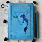 Hardcover A5 Water Draak Notitieboek - Blanco Draken Journal - Water Element Magie Drakenmagie - Fantasy Dagboek Art - Tekenboek Blanco
