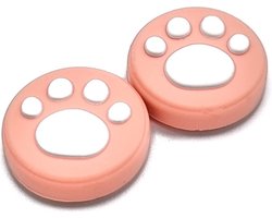 2 x Thumb Grips - ThumbGrips - Wit op roze - Geschikt voor Nintendo Switch, Switch Lite en Switch Oled - Joy-Con caps - Controller Cap - Duim Grip - Extra Kwaliteit - Kattenpootjes - Hondenpootjes