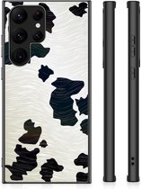 GSM Hoesje Geschikt voor Samsung Galaxy S23 Ultra Silicone Hoesje met Zwarte rand Koeienvlekken