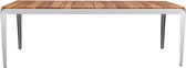 Weltevree | Bended Table Wood | Duurzame Tuintafel Hout & Staal 90 x 220 cm | Eettafel Buiten Essenhout, Tuinmeubel | Tuin Tafel 8 Personen | Agaatgrijs