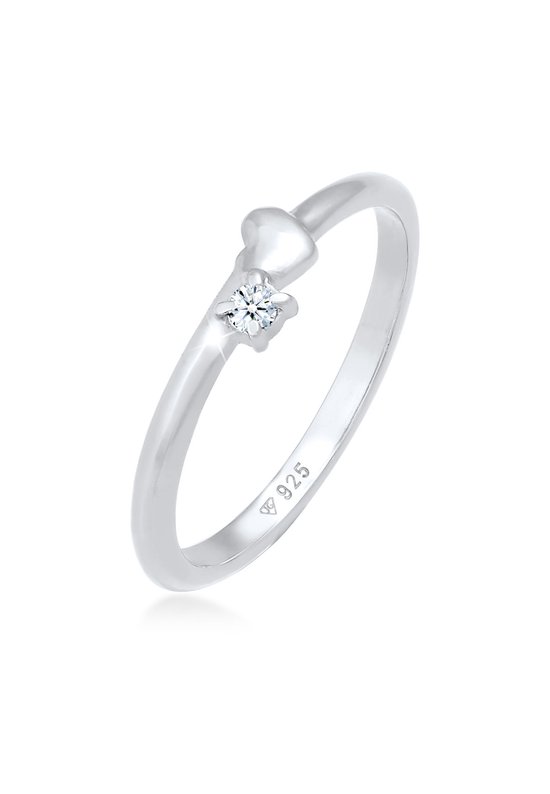 Elli PREMIUM Ring Femme Diamant (0.03 ct.) Symbole Herz en argent sterling 925