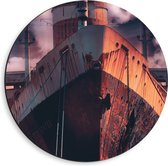 WallClassics - Dibond Muurcirkel - Voorkant van Vrachtschip - 40x40 cm Foto op Aluminium Muurcirkel (met ophangsysteem)