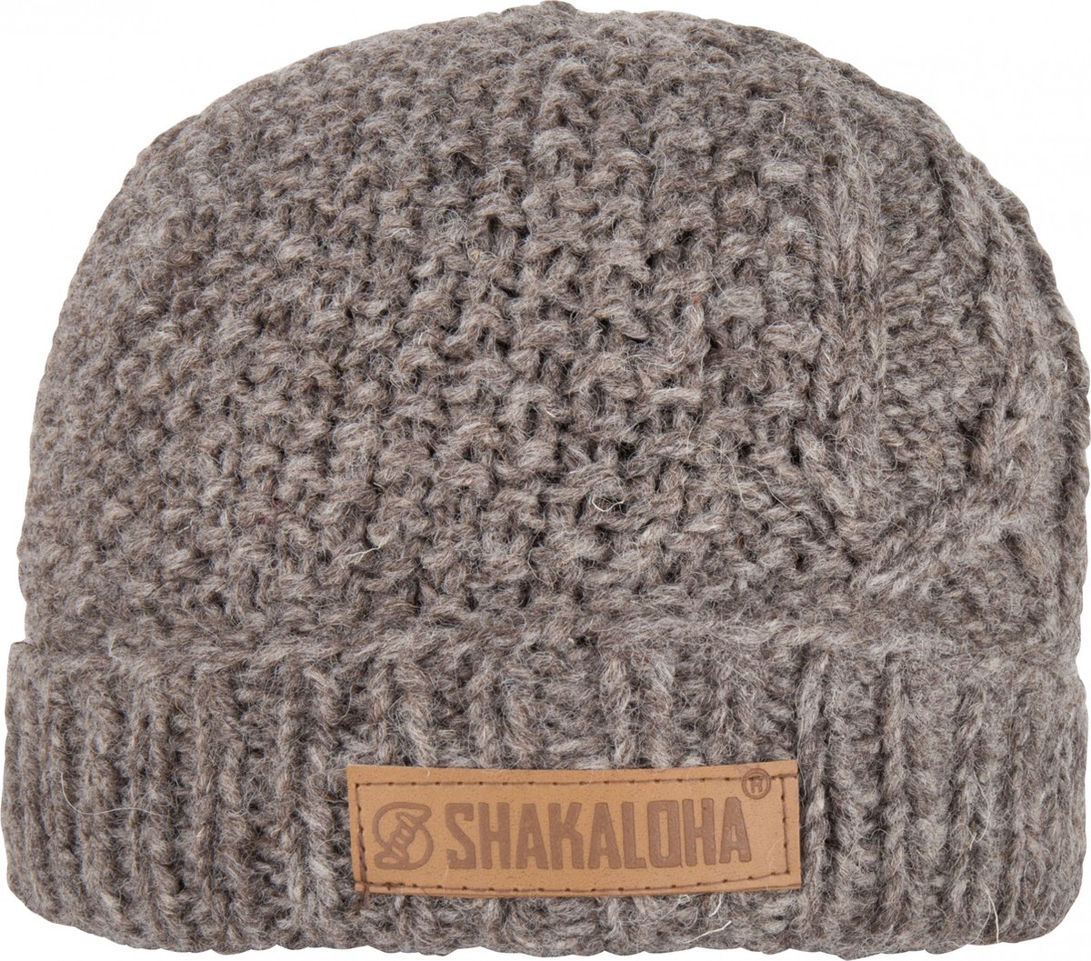 Shakaloha Gebreide Wollen Muts Heren & Dames Beanie Hat van schapenwol met polyester fleece voering - Blow Beanie LBrown Unisex - One Size Wintermuts