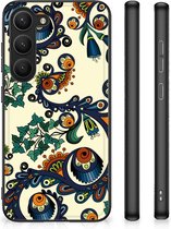 Telefoonhoesje met Naam Geschikt voor Samsung Galaxy S23 Hoesje maken met Zwarte rand Barok Flower