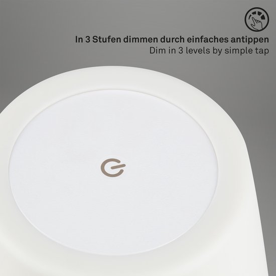 BRILONER Draadloze oplaadbare LED tafellamp Fungo 16 cm warmwit wit