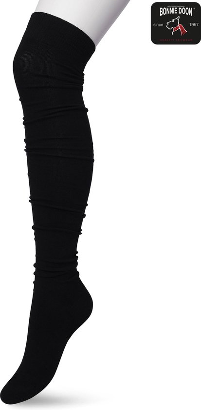 Bonnie Doon Overknee Kousen Zwart Dames maat 36/42 - Overknee Sokken - Over de knie - Katoen - Gladde Naden - Extra Comfortabel - Maximaal Draagcomfort - Warm - Overknees - Kniekousen - Black - P53496