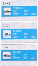 Office Essentials Nietjes - Maat 24/6 - 3-pack 3000 stuks - Nietjes voor Nietmachine