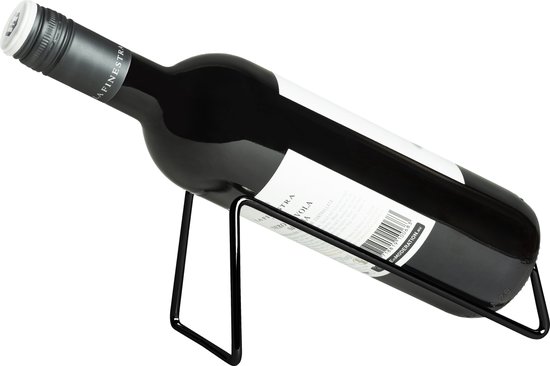 QUVIO Wijnrek - Wijnrek metaal - Wijnrek staand - Wijnrek liggend - Wijnrekken - 1 Fles - RVS - Zwart