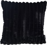 Sierkussen Rosie Rib Zwart | 45 x 45 cm | Polyester