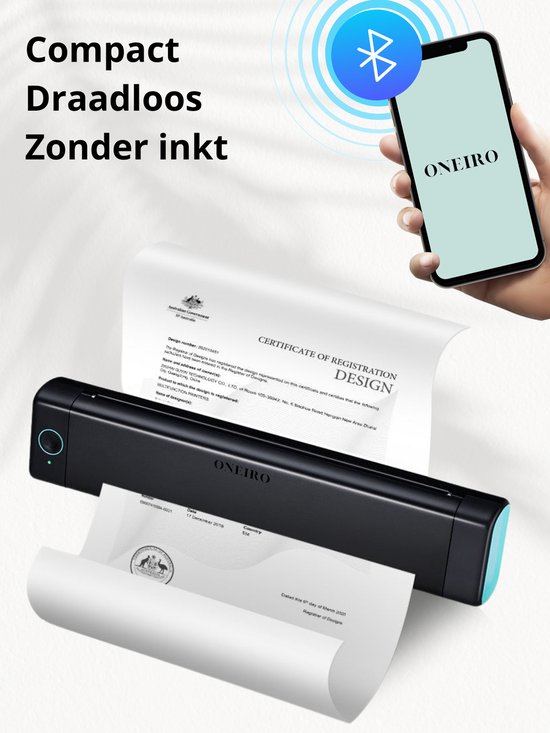 Papier pour imprimante portable Bluetooth ONEIRO PRO O30F - A4 - Imprimante  thermique... | bol.com