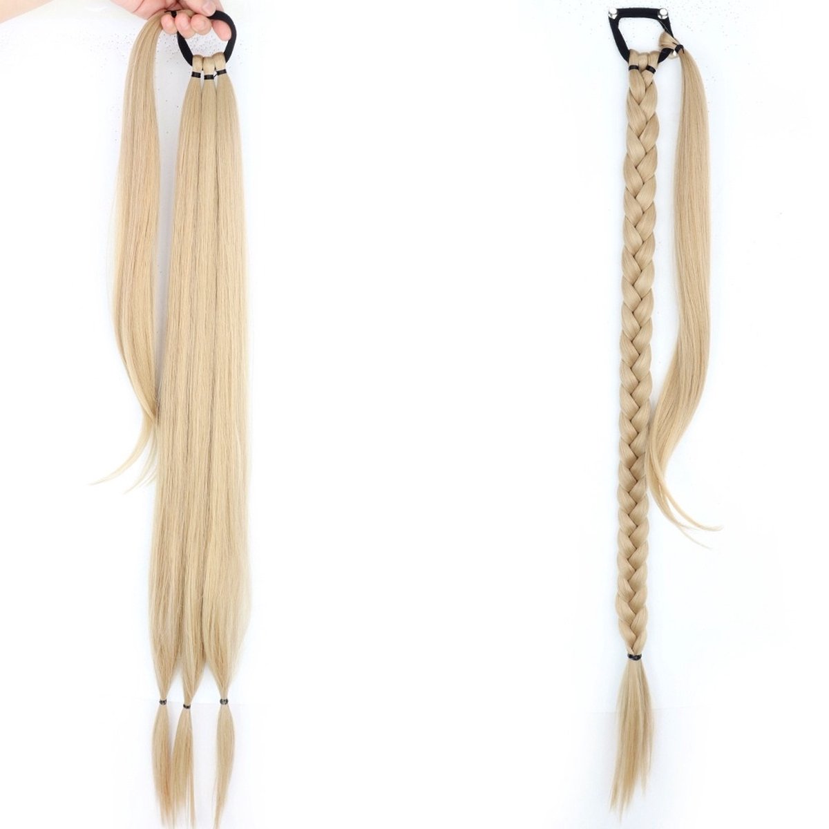 WiseGoods Luxe Paardenstaart Vlecht Extensions Dames - Hairextensions - Haarstuk - Vlechthaar - Pruik - Ponytail - Blond 86cm