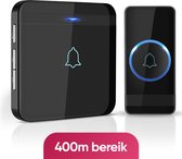 AVANTEK Draadloze deurbel met 1 ontvanger - Zwart - Bereik 400 meter - Waterdicht - Ontvangers zonder batterijen - 52 melodieën