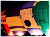 WallClassics - Dibond - Vier Verschillende Kleuren Luchtballonnen in het Donker - 40x30 cm Foto op Aluminium (Met Ophangsysteem)