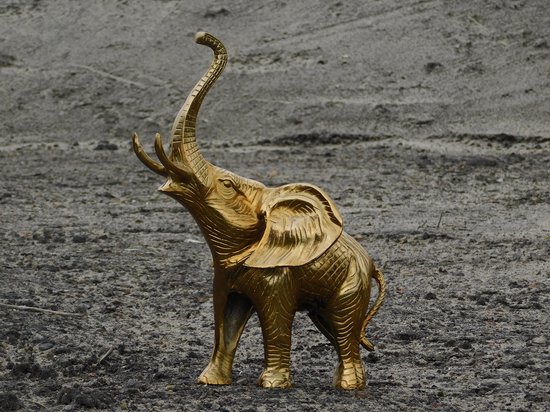 Sculptuur olifant - goud - aluminium