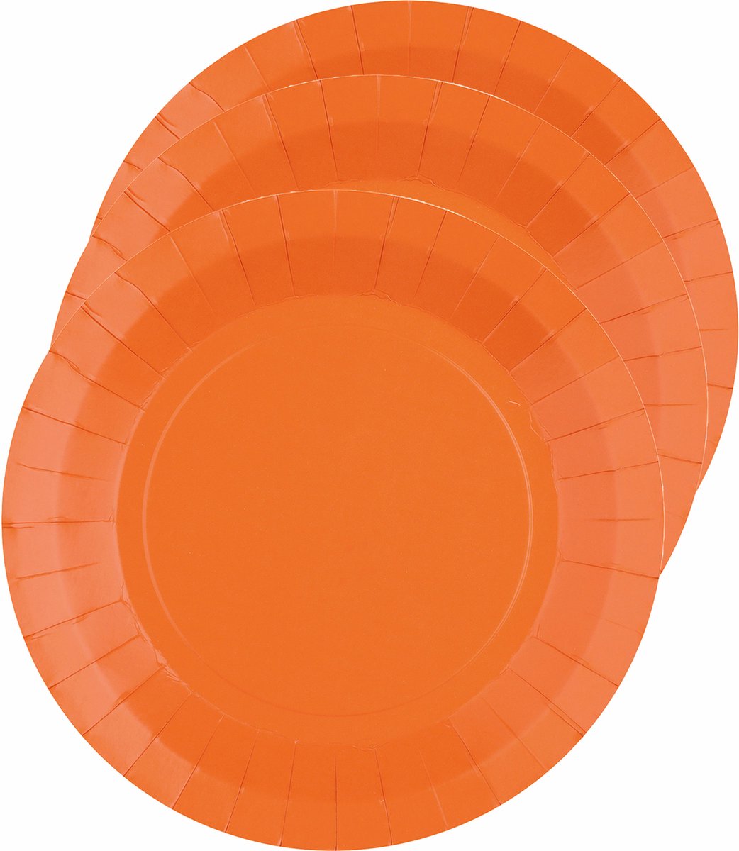 Santex Bordjes karton - 30x - rond - oranje - 22 cm - feestbordjes