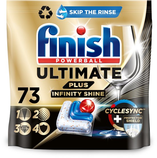 Finish Ultimate Plus Infinity Shine Vaatwastabletten - 73 Capsules - kwartaalbox