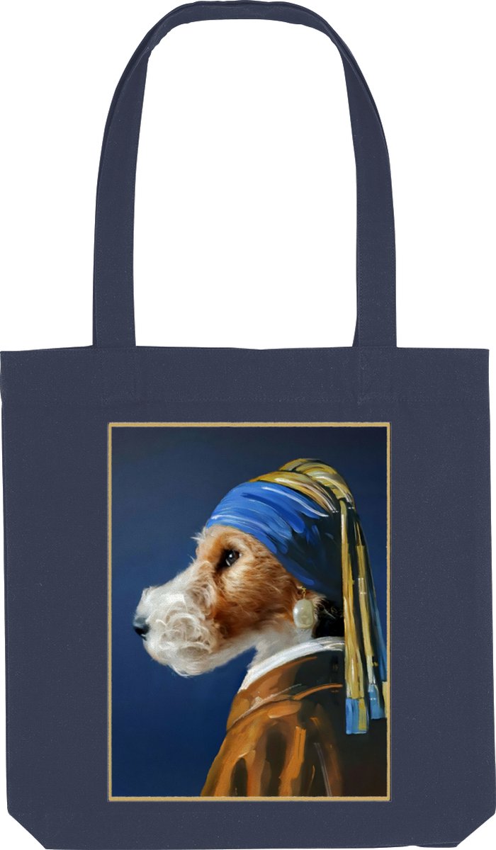 OddityPieces - The ODD Bags - Tas - Foxterrier - Blauw - Girl with a pearl