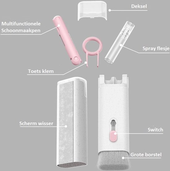 Telefoon schoonmaakset - Scherm reiniger - Airpods schoonmaakset - Cleaning kit - Toetsenbord schoonmaakset - Cleaning kit 7 in 1 - 