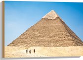 WallClassics - Bois - Pyramide dans le Désert - 75x50 cm - 9 mm d'épaisseur - Photo sur Bois (Avec Système de Suspension)