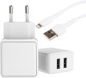 Chargeur rapide iPhone + câble USB vers Lightning - 2 mètres - Chargeur Fast 12W - Convient pour Apple iPhone SE, 7, 8, X, Xr, Xs, Xs Max, 11, 12, 13, 14