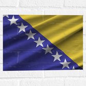 Muursticker - Rimpelige Vlag van Bosnië - 40x30 cm Foto op Muursticker