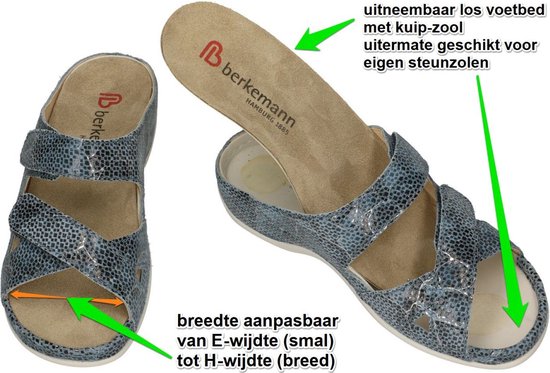 Berkemann -Dames - blauw - slippers & muiltjes - maat 39.5