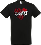 T-shirt Happy Valentines Day | valentijn cadeautje voor hem haar | valentijn | valentijnsdag cadeau | Zwart | maat S