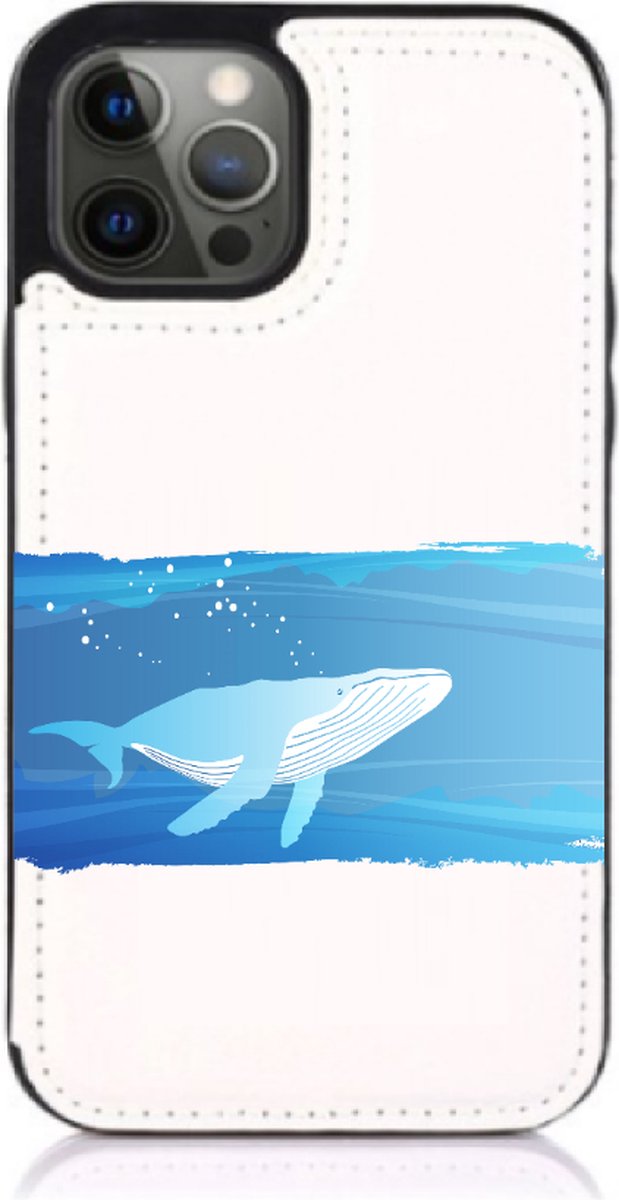 Apple Iphone 12 wit backcover hoesje met handig opbergsysteem voor pasjes - Walvis