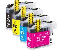 MediaHolland - Huismerk Inkt Cartridges voor Brother LC123 Printers - Set van 4 Stuks - 4 Kleuren - Brother Inktpatronen, Cartridge