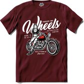 Forever Two Weels | Motor - Hobby - Vintage - T-Shirt - Unisex - Burgundy - Maat XXL