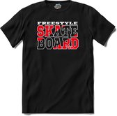 Freestyle Skateboard | Skaten - Skateboard - T-Shirt - Unisex - Zwart - Maat XL