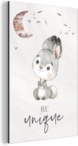 Décoration murale Métal - Peinture Aluminium Industrielle - Citations - Enfants - Be unique - Garçons - Filles - Aquarelle - 80x120 cm - Dibond - Photo sur aluminium - Décoration murale industrielle - Pour le salon/chambre à coucher