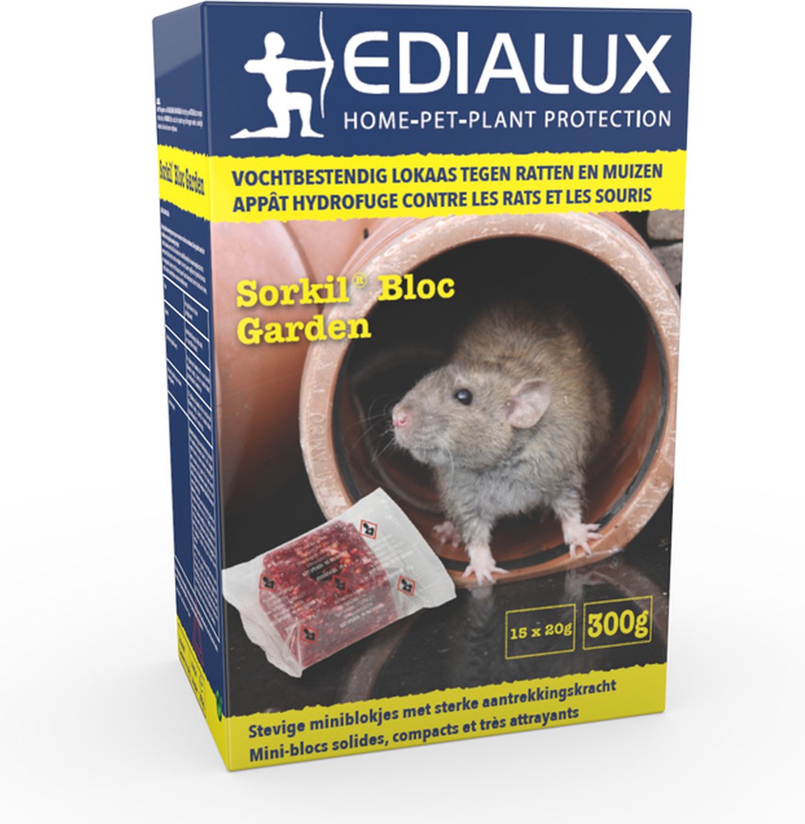 Raticide en bloc paraffiné pour rats et souris Clac 300g