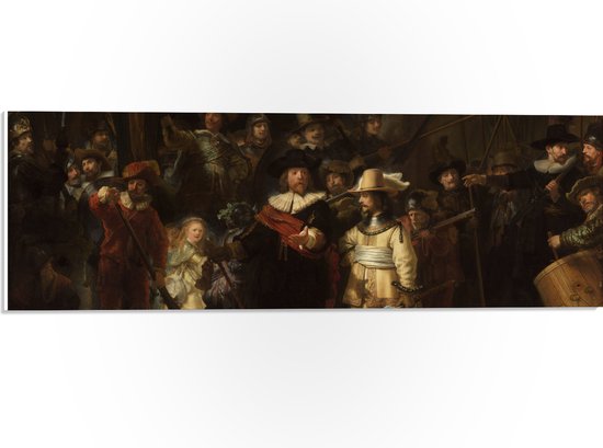 PVC Schuimplaat- De Nachtwacht, Rembrandt van Rijn, 1642 - Oude Meesters - 60x20 cm Foto op PVC Schuimplaat