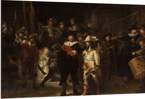 PVC Schuimplaat - De Nachtwacht, Rembrandt van Rijn, 1642 - Oude Meesters - 150x100 cm Foto op PVC Schuimplaat (Met Ophangsysteem)