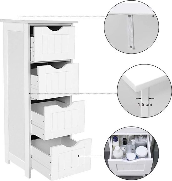 MIRA Home - Badkamerkast - Kolomkast Badkamer - Badkamermeubel - MDF - Wit - 30x30x82