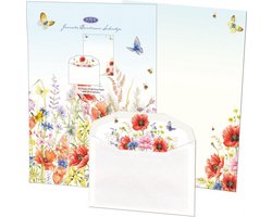Briefpapier met enveloppen: Klaprozen, Janneke Brinkman-Salentijn