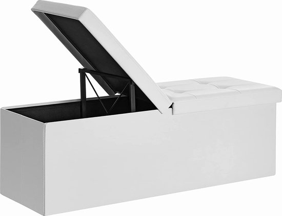 MIRA Home - Zitbank woonkamer - Zitbank met opbergruimte - Halbank - Wit - 110x38x38