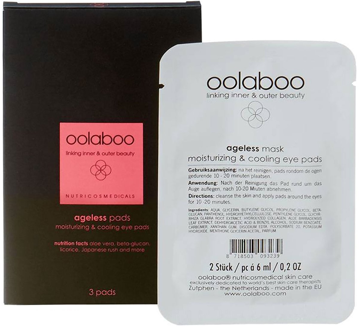 Oolaboo Skin Care Ageless Moisturizing & Cooling Eye Pads - 3 paar