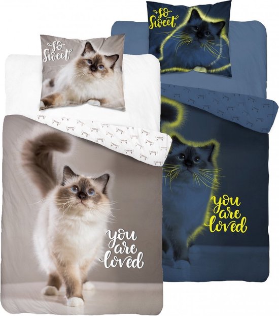 Housse de Couette 1 Personne Motif Chat