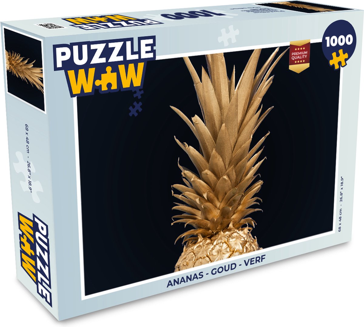 Puzzel Ananas - Goud - Verf - Zwart - Fruit - Luxe - Legpuzzel - Puzzel 1000 stukjes volwassenen