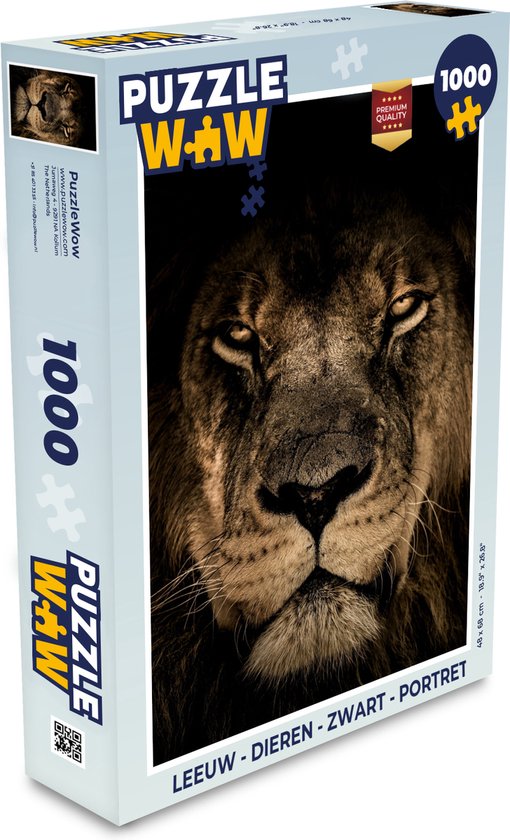 Puzzle Lion - Animaux - Zwart - Portrait - Puzzle - Puzzle 1000 pièces  adultes