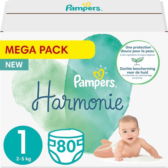 Tegenstander laat staan hulp in de huishouding Pampers - Harmonie / Pure - Maat 1 - Mega Pack - 80 luiers | bol.com
