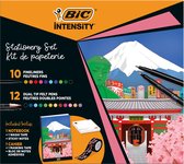 BIC Intensity Japan Papeterie Kit - Couleurs Assorties - Set de 25 Pieces - Avec Feutres Fineliner, Feutres Dual Pointe, Washi Tape, Notes Autocollantes, Carnet