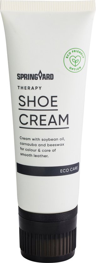 Springyard Therapy Shoe Cream Black - Cirage noir - Crème pour cuir lisse - donne couleur et protection - 1 tube avec éponge - 75ml